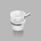 Mitchell Hardware Supply Knud Toothbrush Holder in satin stainless steel with frosted glass